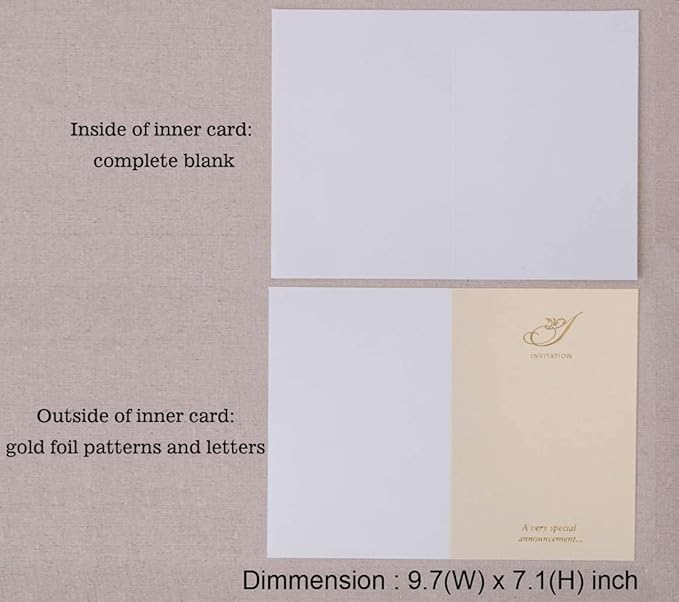 Hosmsua 50PCS Customized Ivory Wedding Invitations Kit 5.12x7.2 Inch Laser Cut - Image 5