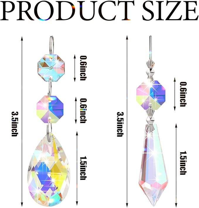 24 Pcs Chandelier Crystal Replacement 38 mm Teardrop & Icicle Crystal Prisms - Image 2