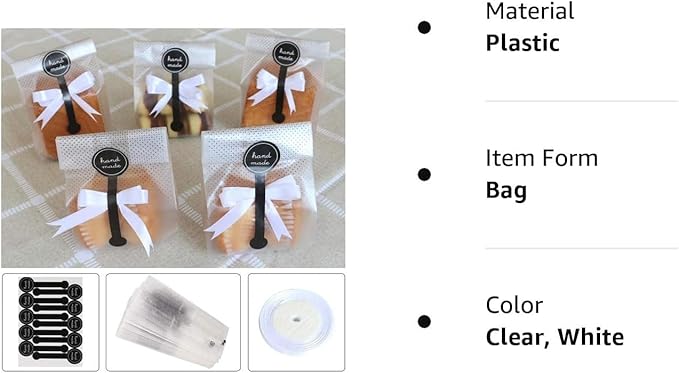 Cookie Bags for Packaging, Searik Translucent Plastic Cellophane Pastry Treat - Image 7