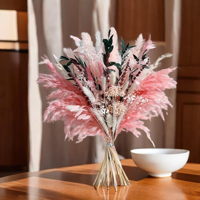 Pink Pampas Grass Dried Flowers Bouquet - Image 5