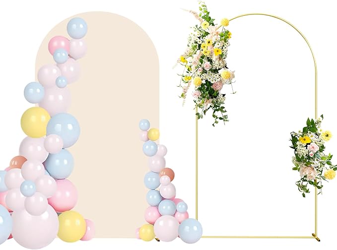 6FT Wedding Arch Backdrop Stand and Beige Arch Cover, Parties Decoration. by SPRITEDISPLAY