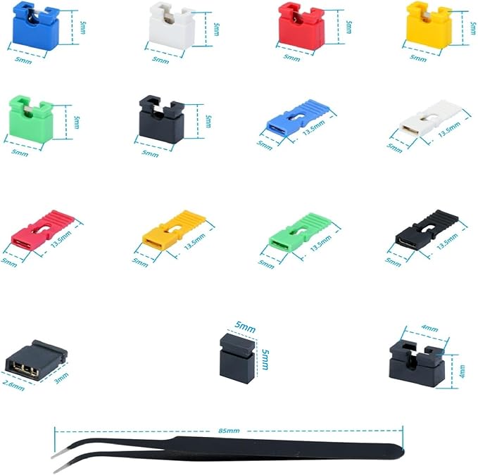 300Pcs Jumper Caps Kit 2.54mm 2.0mm 1.27mm Compatible - Image 2