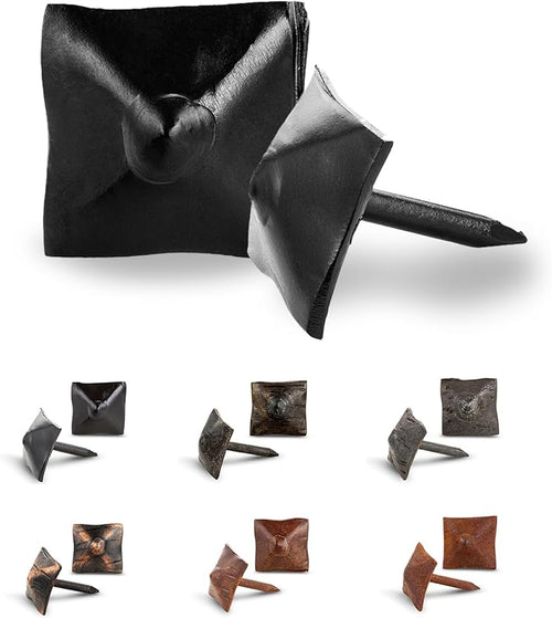 100 Pack 0.75" Square Head Iron Clavos Decorative Nails – Black – Handmade by BorderlandRusticHardware