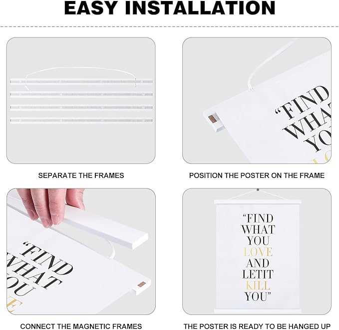 9x12 9x24 9x13 Poster Frame, Magnetic Light Wood Wooden Frame Hanger - Image 5