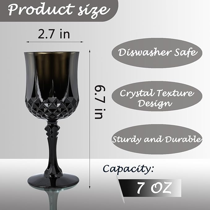 Plastic Wine Glasses，Plastic Goblets Vintage Style Cordial Drinking Glasses - Image 5