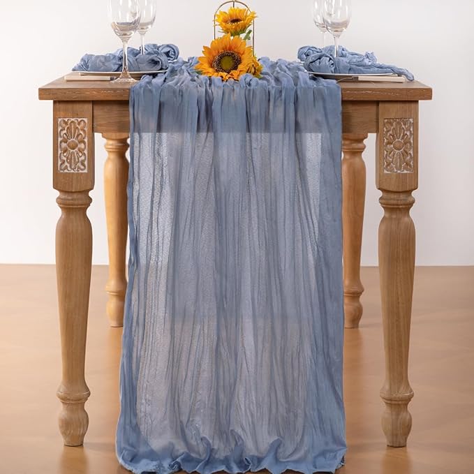 Dusty Blue Cheesecloth Table Runner 10 Pack Fall Table Runners Boho Gauze 120 - Image 4