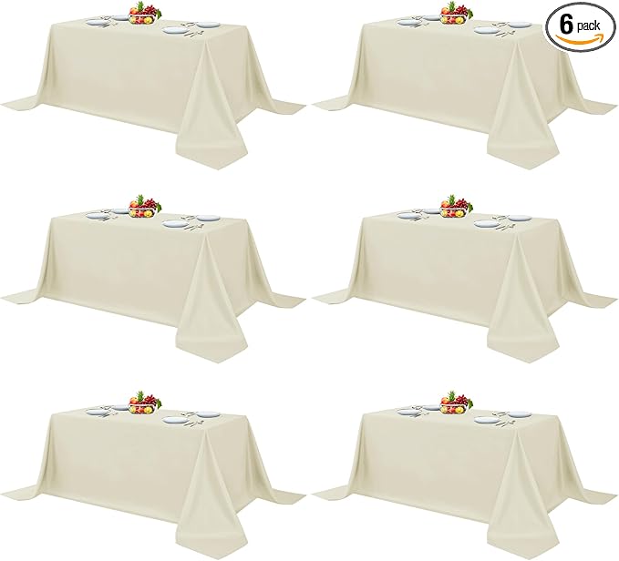 Fitable Ivory Rectangle Table Clothes, 6 Pack by Fitable