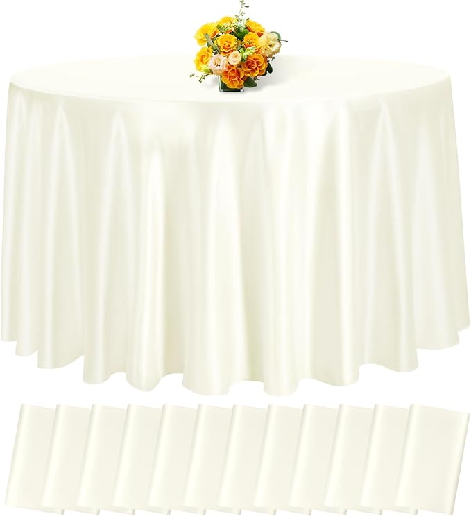 fani 12 Pack 120 Inch Ivory Satin Tablecloth by fani