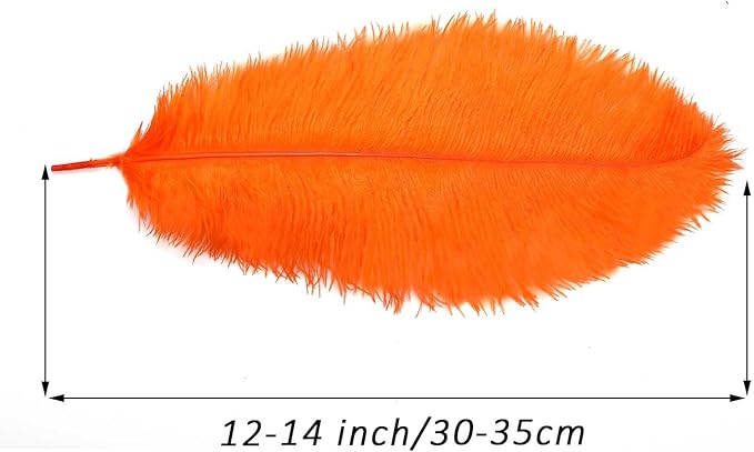 YAKRUNA 30PCS Orange Ostrich Feathers Bulk 12-14 Inches - Image 2