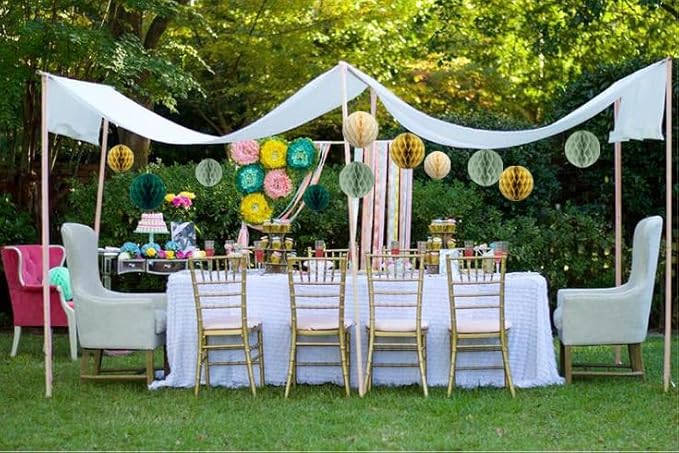 12pcs Sage Green and Gold Paper Honeycomb Balls - Image 4