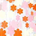 Orange-Pink Fall Party-Decorations Streamers-Garland - 52ft Boho Flower Hanging by Hugfond