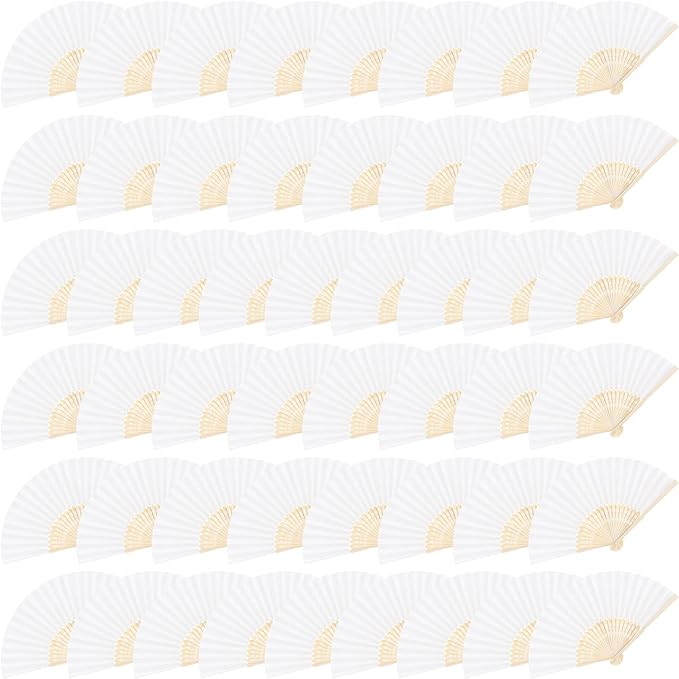 MCEAST 50 Pieces Silk Folding Fan by MCEAST