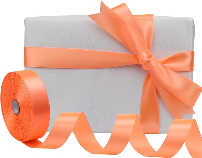 Orange Solid Satin Ribbon 1 Inch 50 Yards Solid Polyester Fabric Ribbon - Image 5