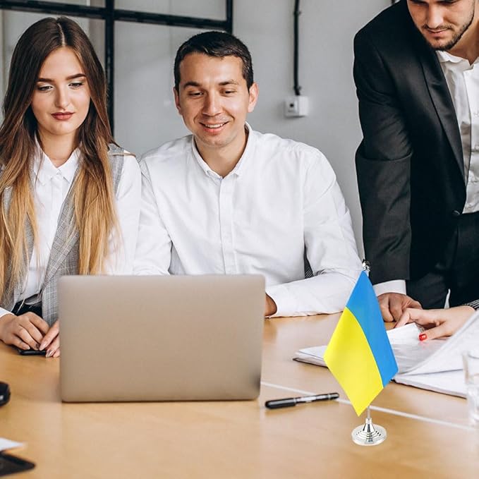 Ukraine Flag Ukrainian Flags, Small Mini Ukrainian Desk Flag, Used - Image 4