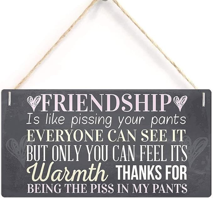 Rustic Wooden Signs Friendship Is like pissing your pants Sign Hanging Wall Art by Eletina