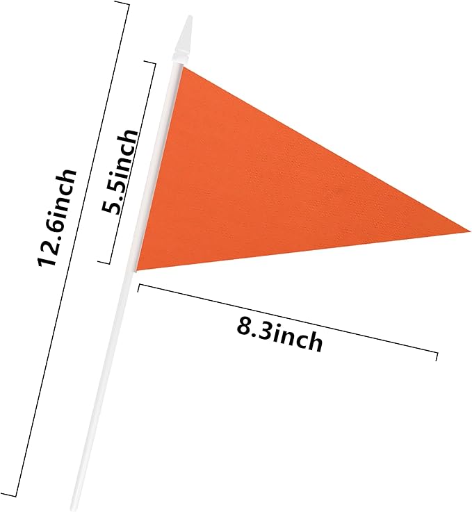 12 Pack Orange Pennant Flags Small Mini Hand Held Solid Color Pennant On Sticks - Image 6