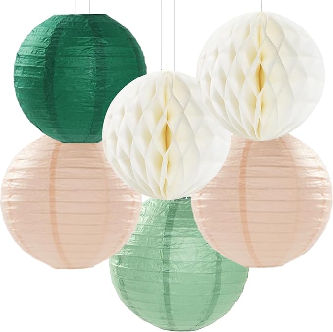 Olive-Sage Green Champagne-Gold Party-Decorations Lanterns - Image 3