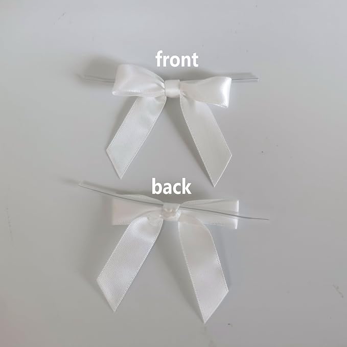50pcs 2-1/2" White Satin Ribbon Bows - Image 4