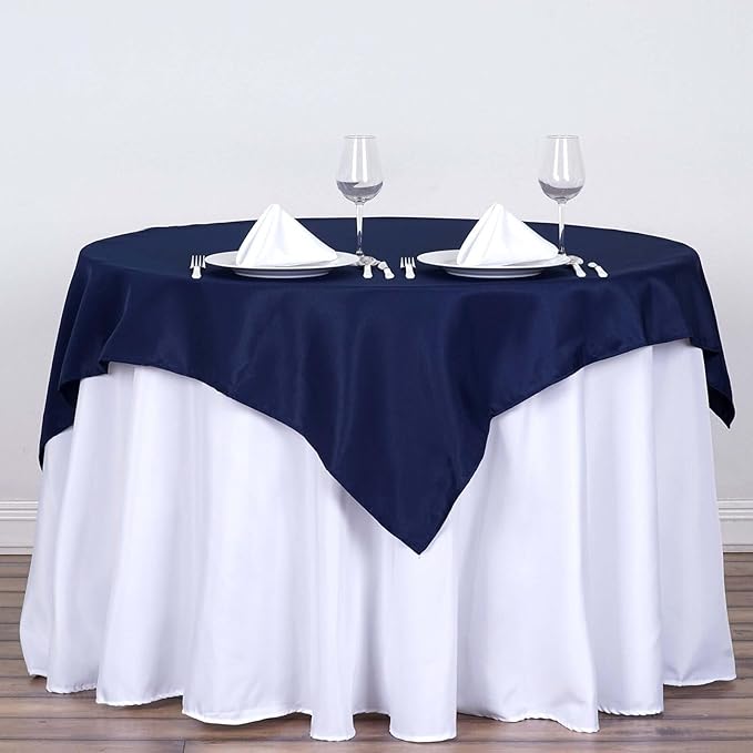Efavormart 54x54 Navy Blue Wholesale Linens Seamless Polyester Square Linen - Image 3