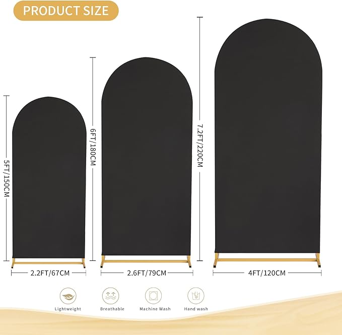 Black Arch Backdrop Cover 2.2ft x 5ft Fitted Spandex Arch Cover Balloon Arch - Image 5