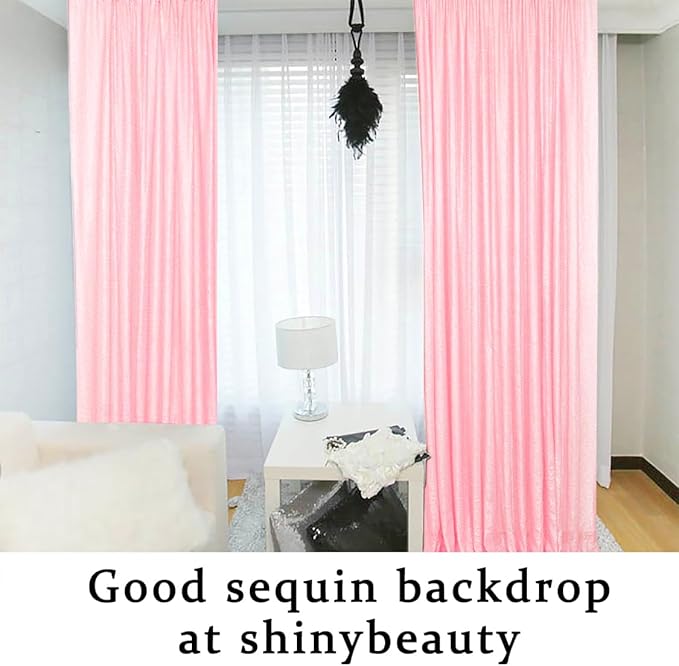 ShinyBeauty Pink Sequin Backdrop 4x10ft Sequin Backdrop Curtains 4 Pack Backdrop - Image 6