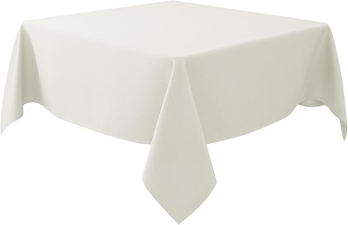 Biscaynebay Textured Fabric Square Tablecloths 70x70 Inches, Ivory Water by Biscaynebay