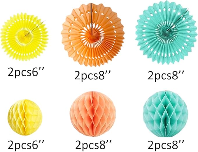 12pcs 6’’ 8’’ Honeycomb Balls Tissue Paper Fans Party Honeycomb Ball Fans Wall - Image 2