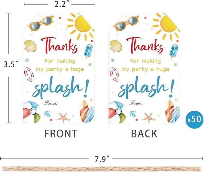 50pcs Summer Beach Thank You Tags - Image 2