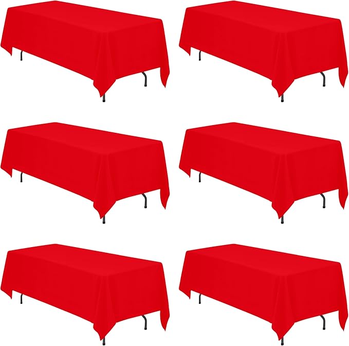BRILLMAX 6 Pack Red Tablecloths 70 x 120 Inch by BRILLMAX
