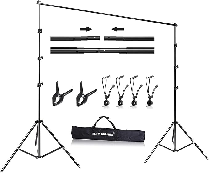 SLOW DOLPHIN 10x 8.5 ft Photo Backdrop Stand, Adjustable Photography Background by SLOWDOLPHIN
