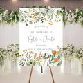 Wedding Sign, Floral Sage Green, Fall Leaves, 24x36 Inches, Modern Nature by Unknown