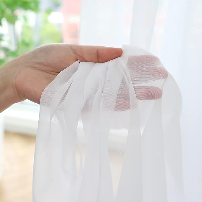 Window White Sheer Curtains 84 Inches Long 2 Panels Sheer White Curtain Clear - Image 4
