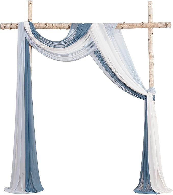 Floroom Wedding Arch Draping Fabric 3 Panels 20Ft Chiffon Fabric Drapes Arbor by Floroom