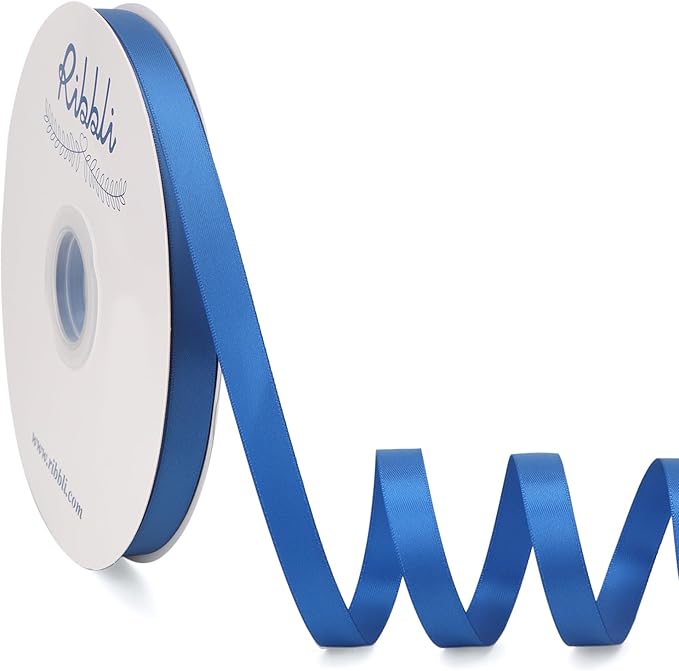Ribbli Royal Blue Satin Ribbon Double Faced Satin 1/2 Inch x Continuous 100 by Ribbli