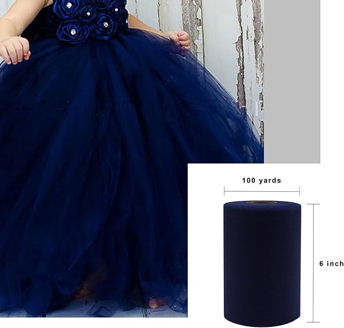 Navy Blue Tulle Fabric Roll 6 Inch X 300 FT Matte Tulle Ribbon Netting Mesh - Image 3