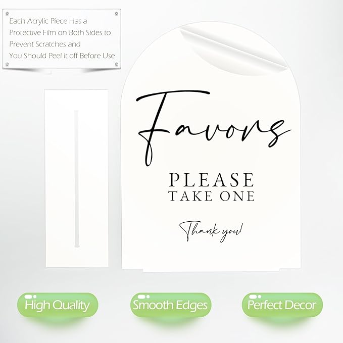 White Arch Acrylic Wedding Sign- 8"x10" Favors Sign and Base, 1/8" Thick | - Image 3