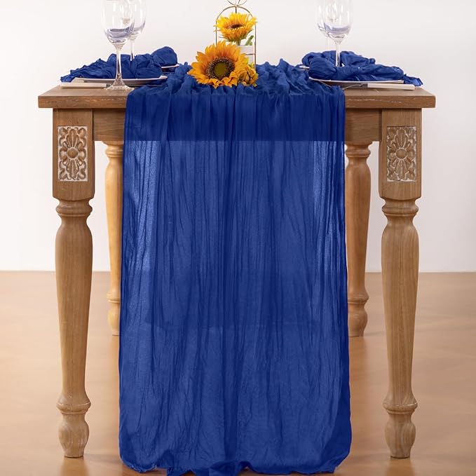 Royal Blue Cheesecloth Table Runner Blue 4 Pack Fall Table Runnerss Boho Gauze - Image 2
