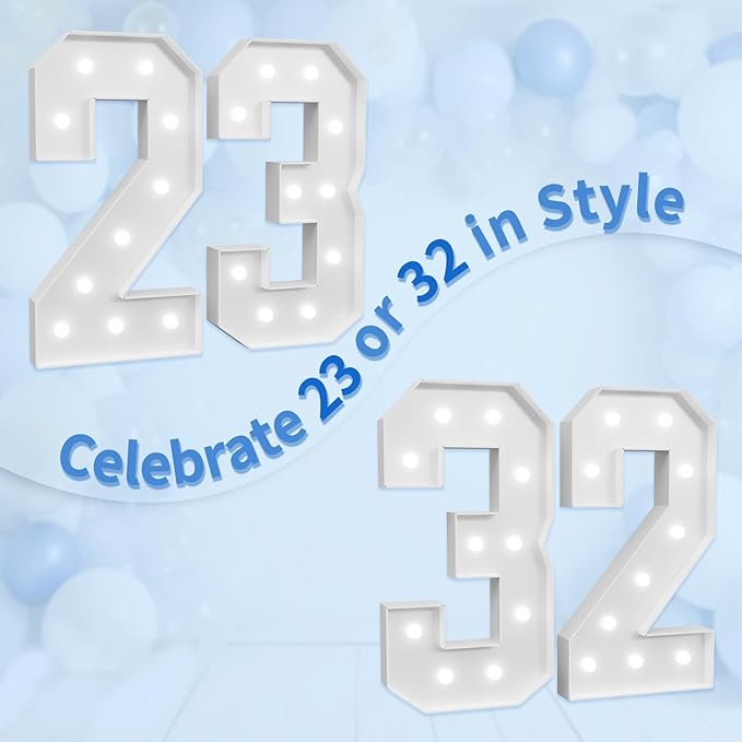 Marquee Numbers Large 32nd-Birthday Decorations: 4ft Light Up Number Party - Image 6