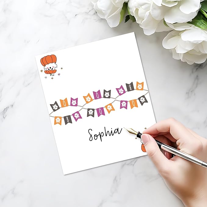 25 Pack Halloween Place Cards, Editable Name Cards - Image 3