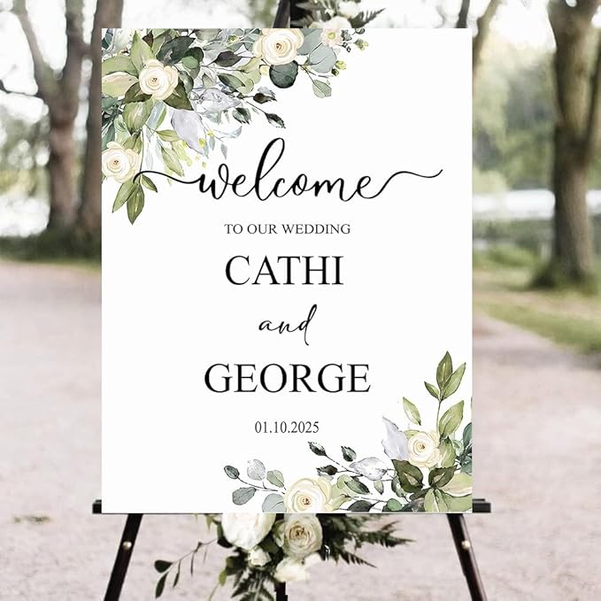 Welcome To Our Wedding Sign, Personalized Wedding Welcome Sign, Eucalyptus - Image 2