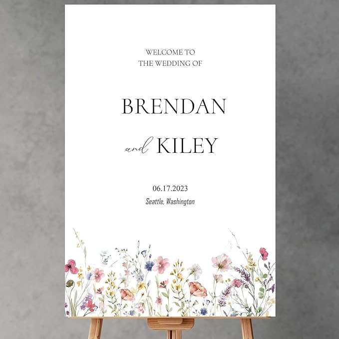 Spring Wildflower Wedding Welcome Signs, Welcome Sign Wedding, Customized by Custom