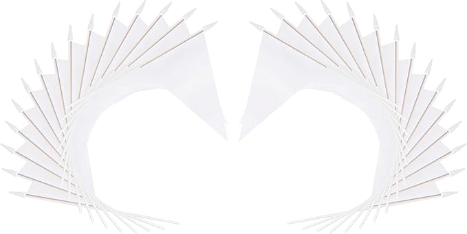 12 Pack White Pennant Flags Small Mini Hand Held Solid Color Pennant On Sticks - Image 3