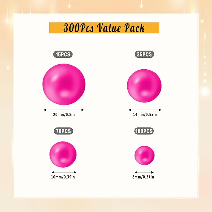 300Pcs Pearl Vase Filler, Rosepink No Hole Faux Pearl Beads - Image 2