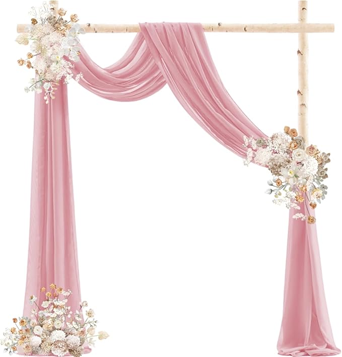 Dusty Rose Wedding Arch Draping Fabric 2 Panels 29" x 20 FT Wedding Drapes - Image 2