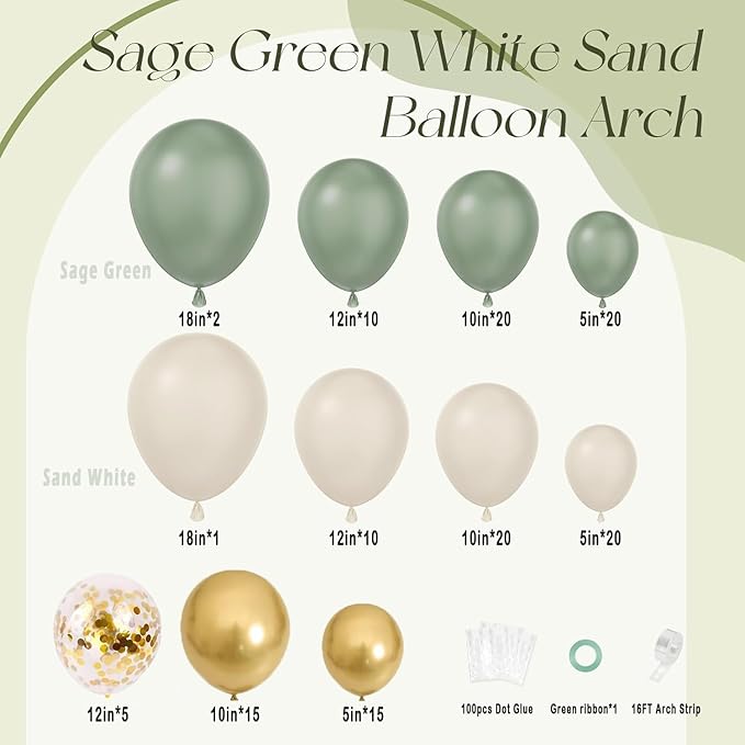 Sage Green Balloon Arch Kit - Image 2