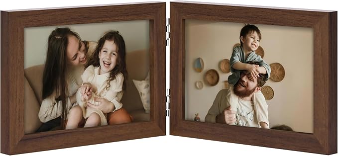 decorUhome Double 6x4 Picture Frame Horizontal, Engineered Wood Bifold Photo by decorUhome