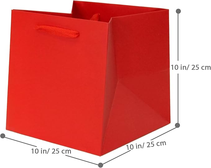 Red Square Gift Bag 10 in Paper Gift Box Large Square Bottom Kraft Paper Bags - Image 2