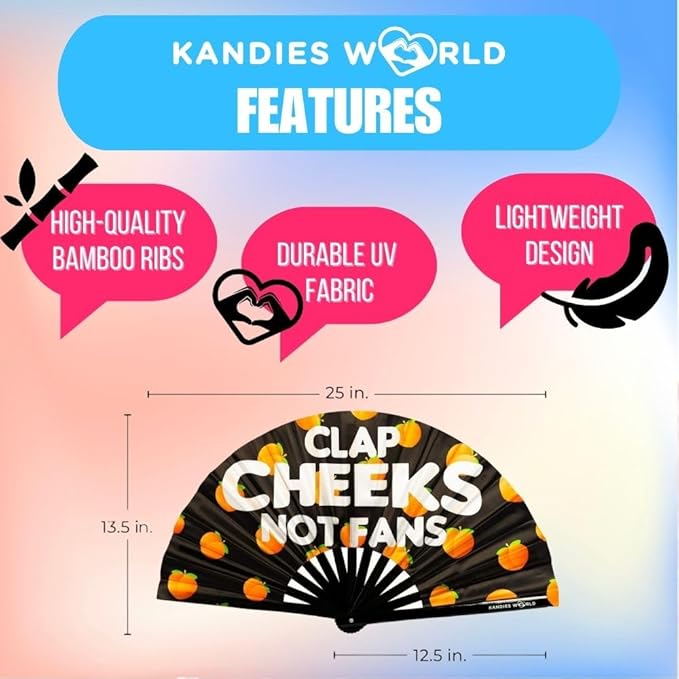 Kandies World UV Reactive Custom Festival Folding Hand Fan - Image 2
