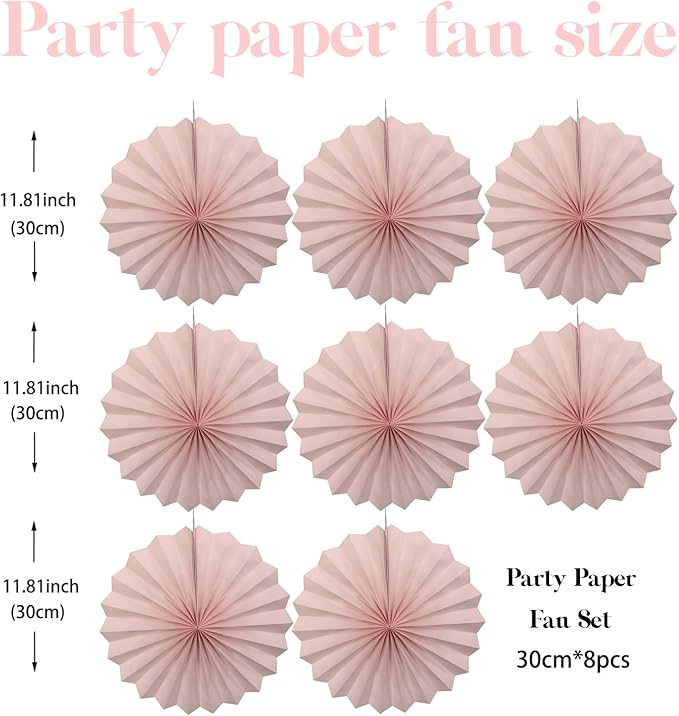 Pink Birthday Decorations, DIY Pink Paper Fans Hanging Decoration, Party - Image 2
