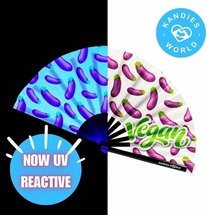 Kandies World UV Reactive Custom Festival Folding Hand Fan - Image 4